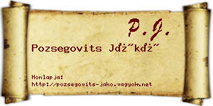 Pozsegovits Jákó névjegykártya